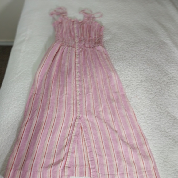 Universal Thread Blend Linen and Rayon Pink and White Striped Dress - Picture 5 of 11